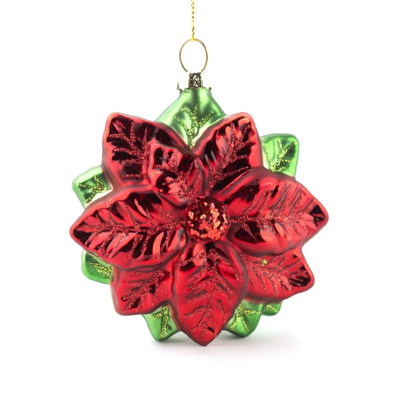 10cm Poinsettia Glass Ornament OGS027