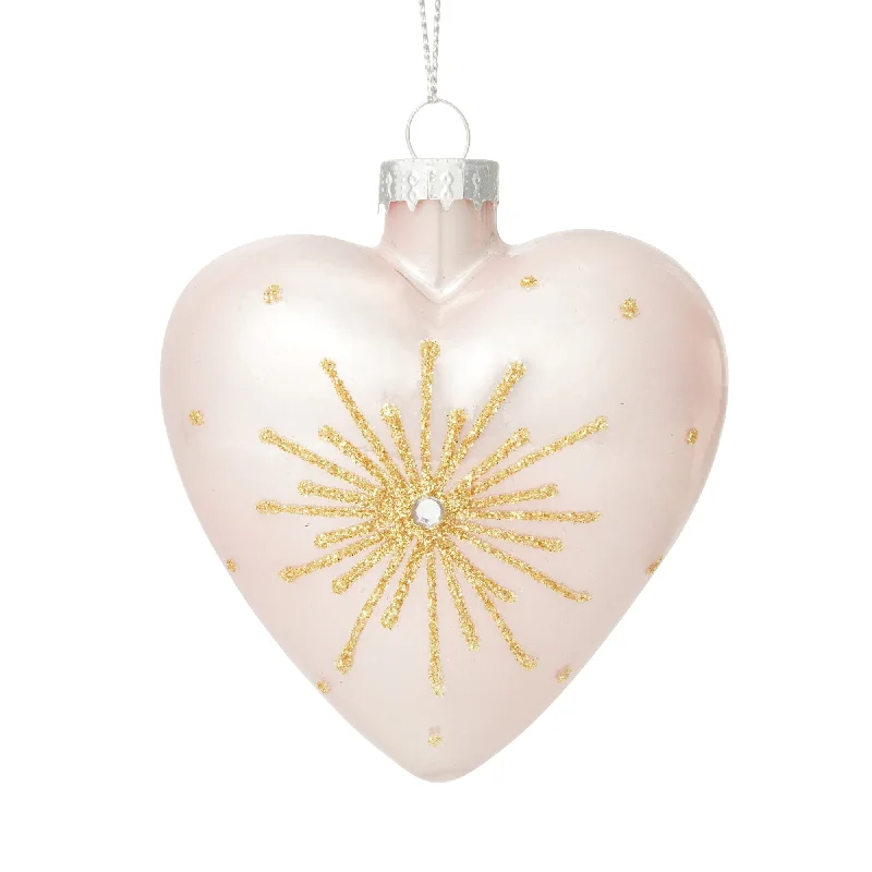 Glass Ornament Heart Pink