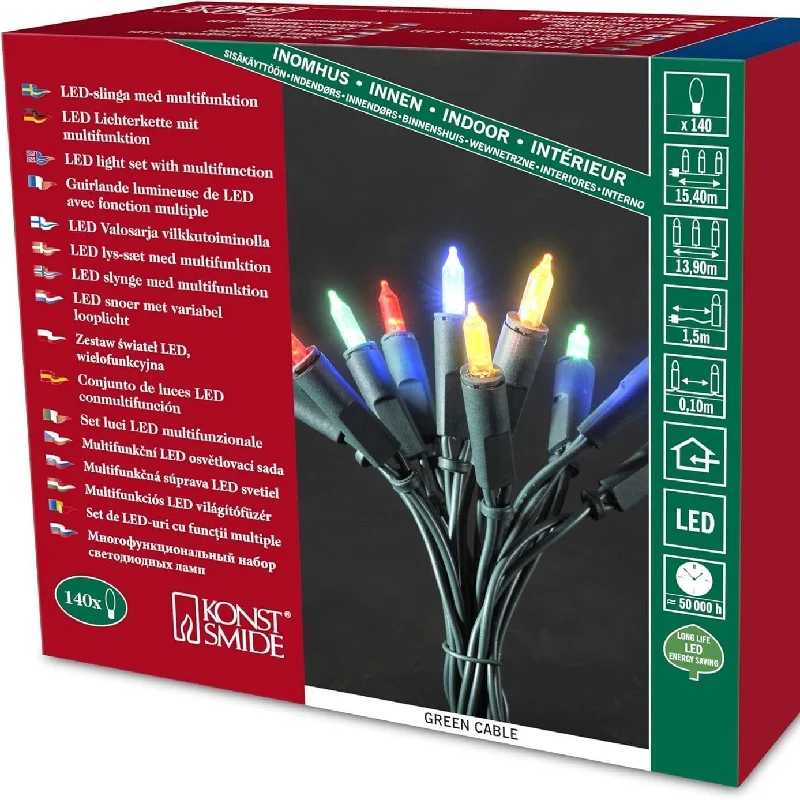 140 Multi Function Traditional Christmas Lights Multi-Coloured