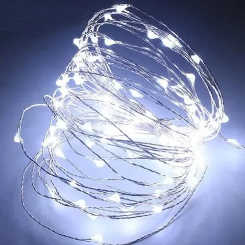 20 Battery Operated LED String Lights on Copper Wire Christmas Tree Lights (White)