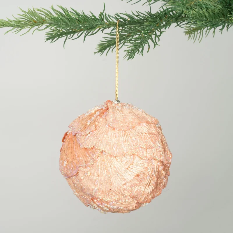 Peach Dual Tone Gingo Ivy Ball Ornament