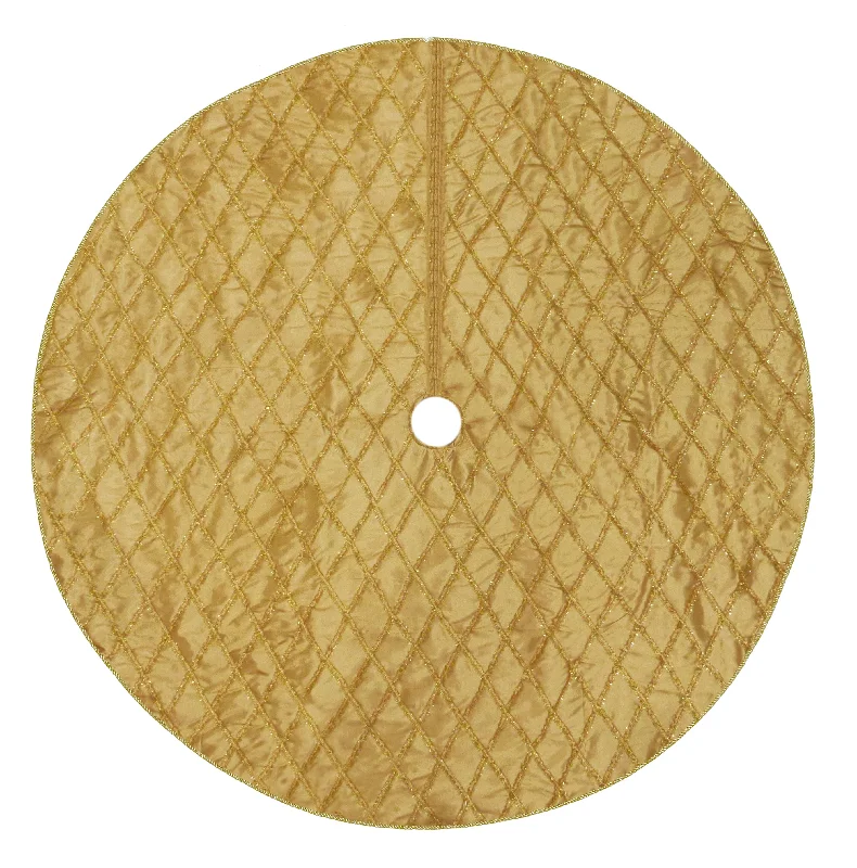 48" Gold and Glitter Criss-Cross Silk Tree Skirt