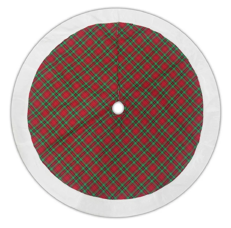 48" Red and Green Plaid Christmas Tree Skirt