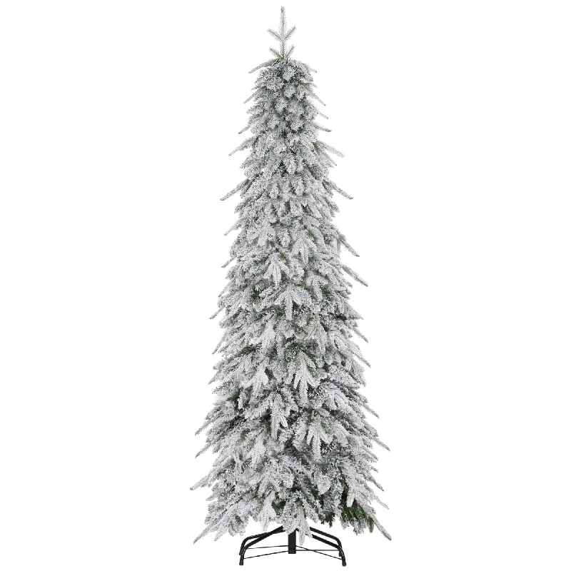 6ft Slim Christmas Tree Artificial - White Frosted Green Slim  600 Tips