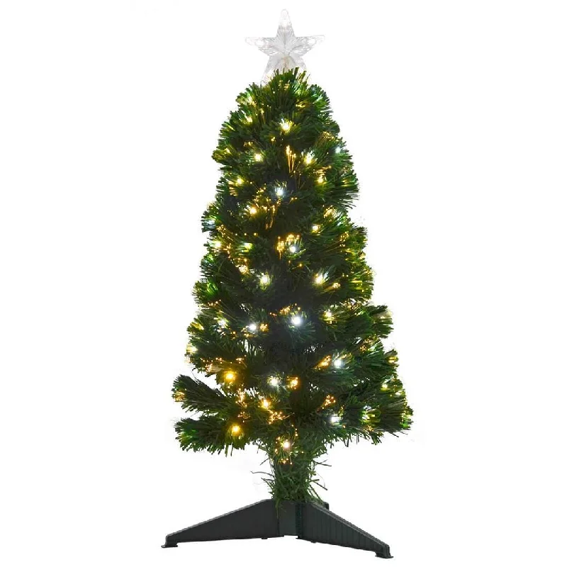 80cm Green Fibre Optic Pencil Christmas Tree With Star Topper