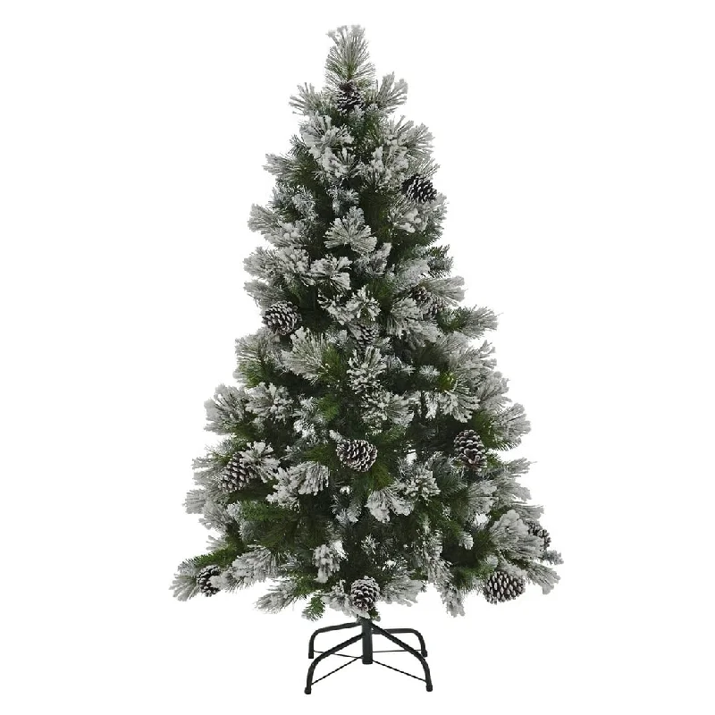 Artificial Snow Flocked Christmas Tree With Pine Cones