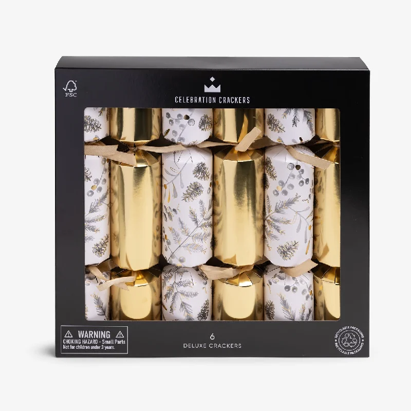 Botanical Christmas Crackers Golden (Box of Six)