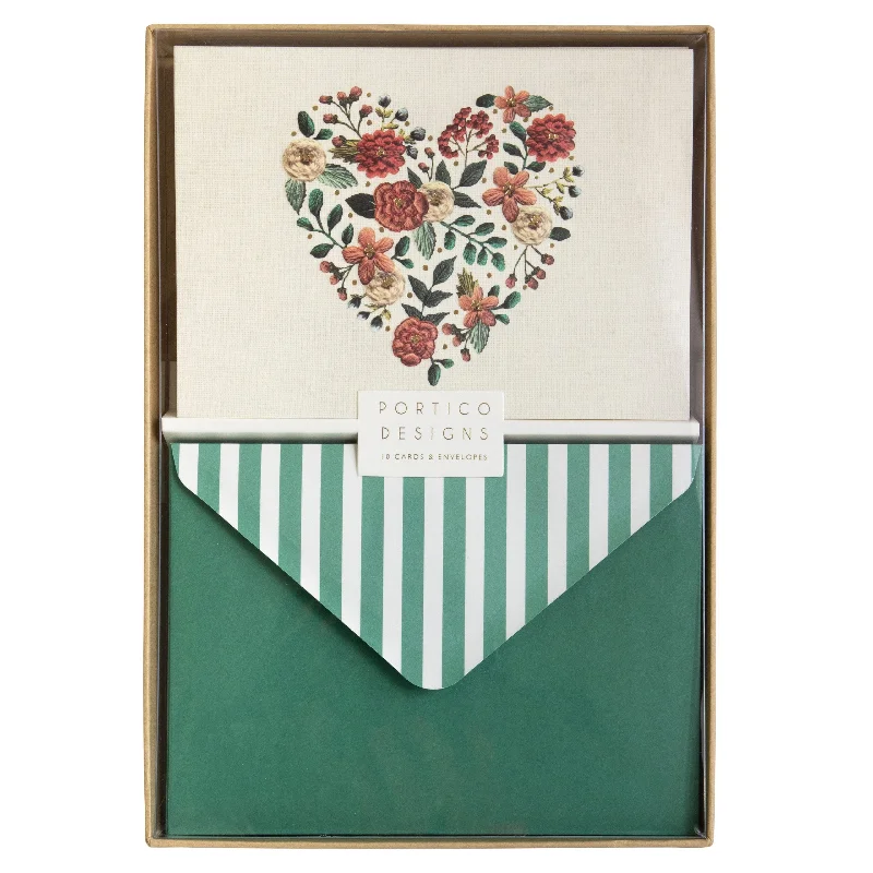 Boxed Notecards - Embroidered Heart 13939