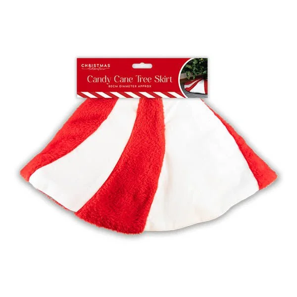 Candy Cane Faux Fur Tree Skirt 80cm