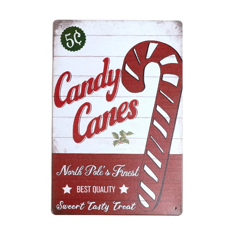 Candy Cane Metal Sign 20x30cm 2030007