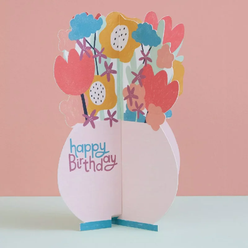 Raspberry Blossom Card 3D Fold Out - Flowers/Happy Birthday 13950