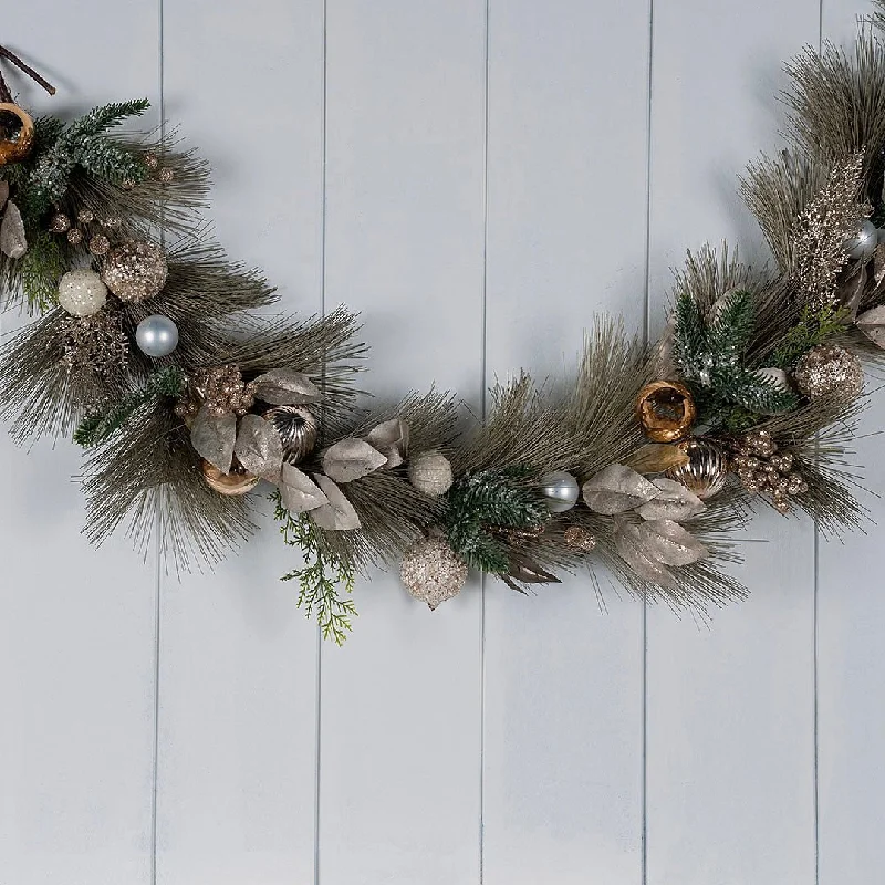 Champagne Pine Garland with Festive Balls