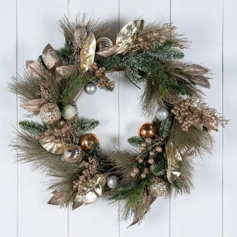 Champagne Pine Wreath with Festive Balls