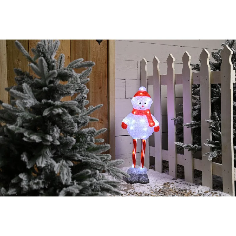 Christmas LED Christmas Acrylic Candy Cane Leg Snowman - 70cm