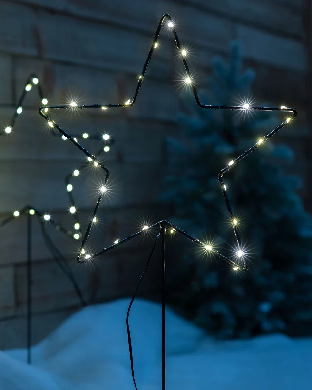 Set of 4 Pre-Lit Star Pathway Lights, 65 cm