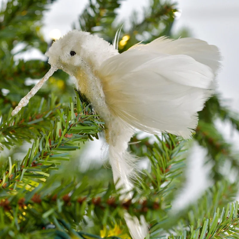 Majestic White Bird with Fluted Tail  Clip-on Ornament