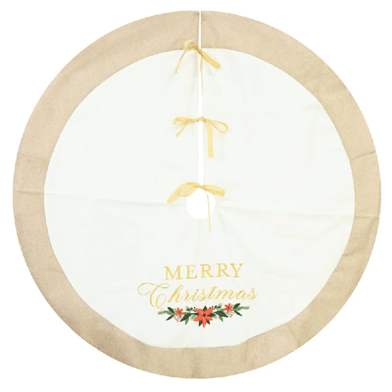 Cream Poinsettia Tree Skirt (120cm)