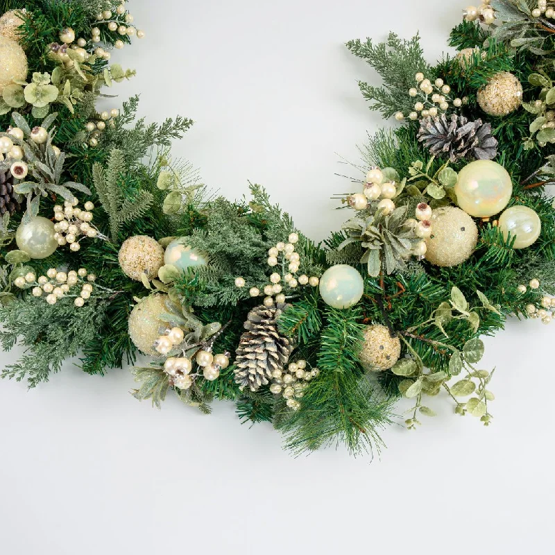 Festive Foliage Garland with White Berries & Pinecones