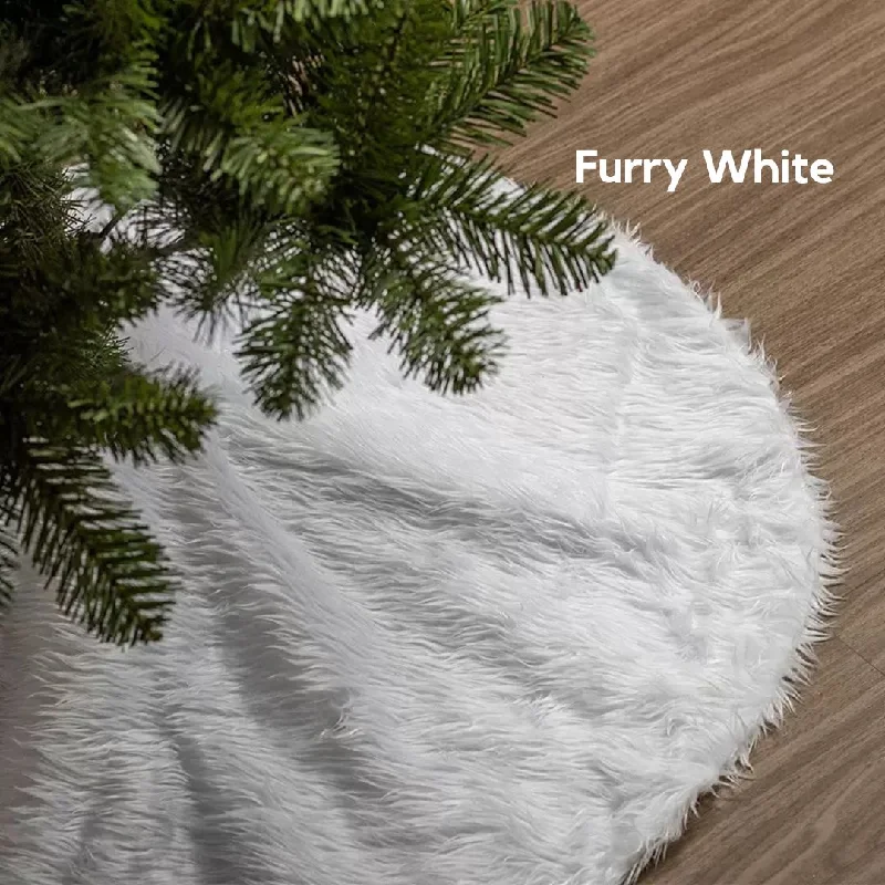 Furry White Christmas Tree Skirting