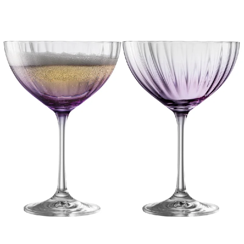 Galway Crystal Erne Cocktail/Champagne Saucer Set of 2 in Amethyst