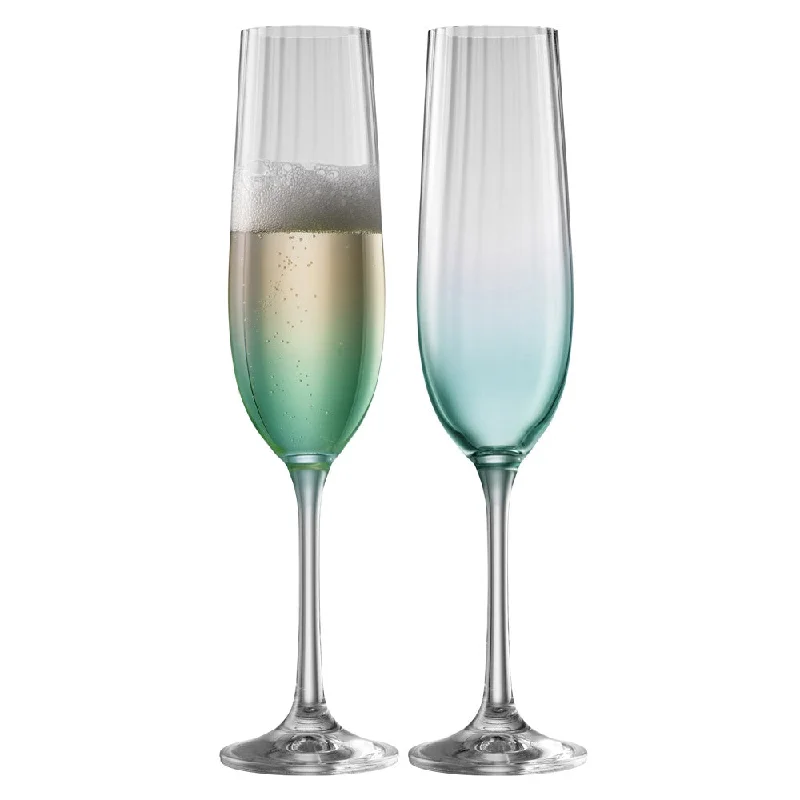 Galway Crystal Erne Flute Set of 2 in Aqua