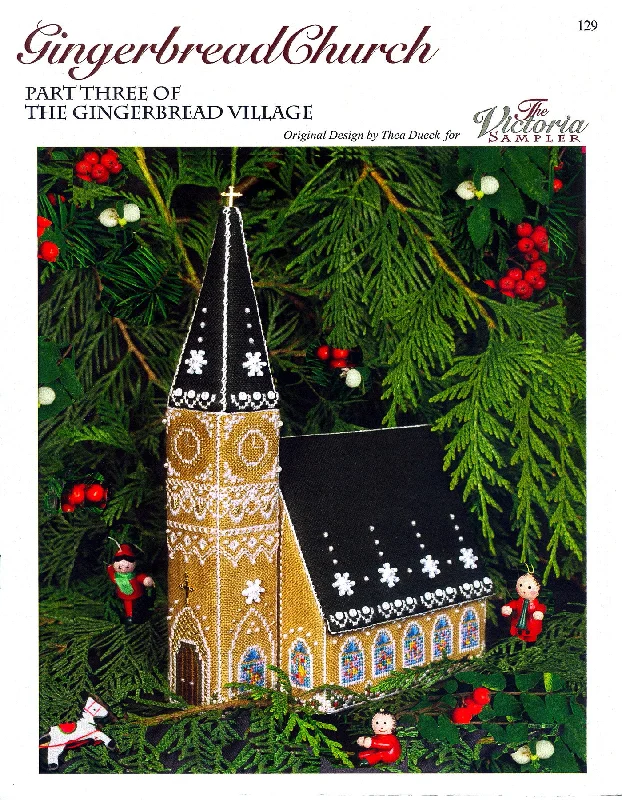 Gingerbread Church - Gingerbread Village - Christmas Embroidery and Cross Stitch Pattern - PDF Download