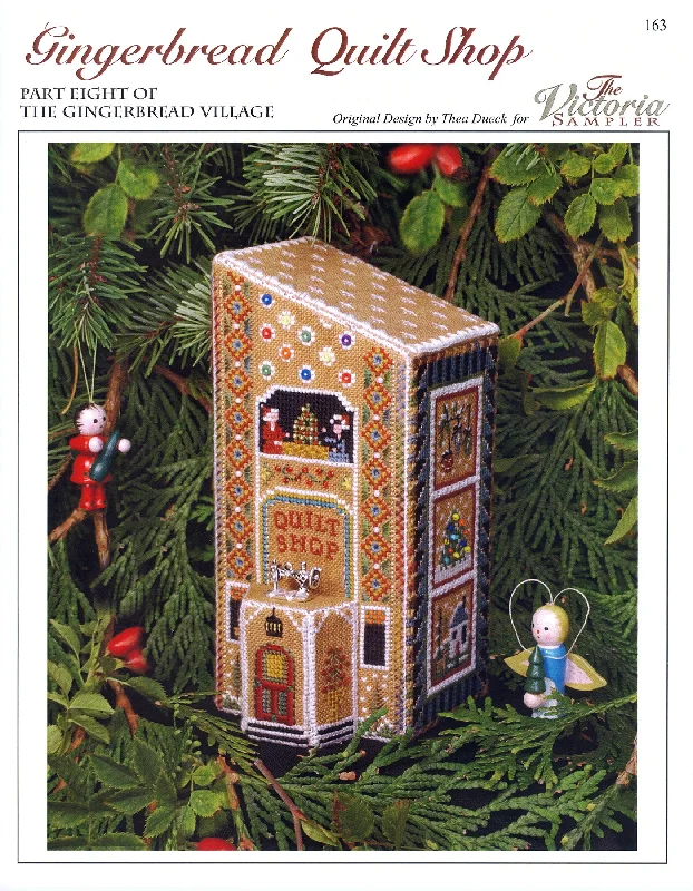 Gingerbread Quilt Shop - Gingerbread Village - Christmas Embroidery and Cross Stitch Pattern - PDF Download