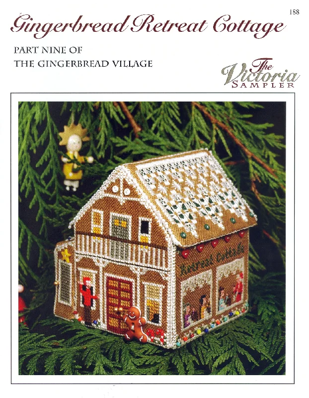 Gingerbread Retreat Cottage - Gingerbread Village - Christmas Embroidery and Cross Stitch Pattern - PDF Download