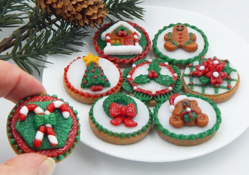 Glass  Christmas Tea Cookie,  Mini Ornament or Pendant (71-100+)