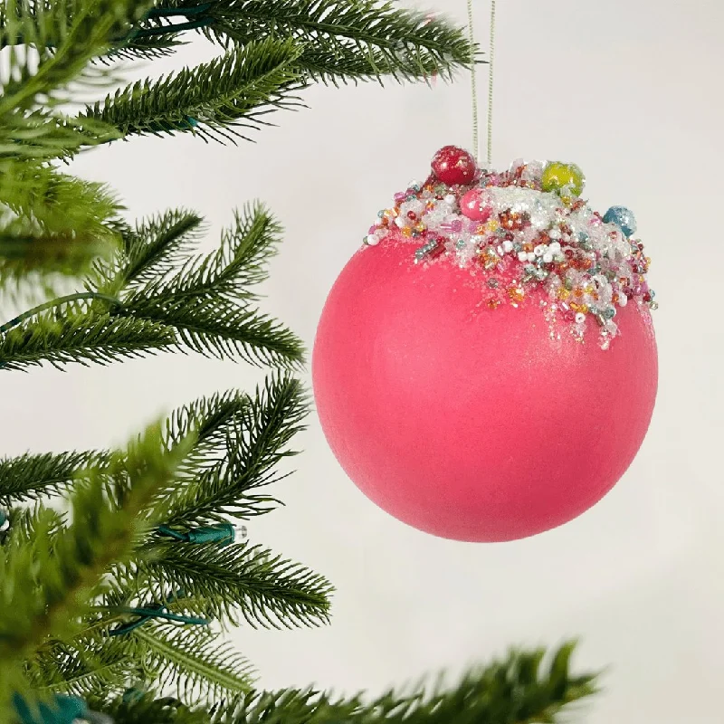 Hot Pink Beaded Cupcake Ornament