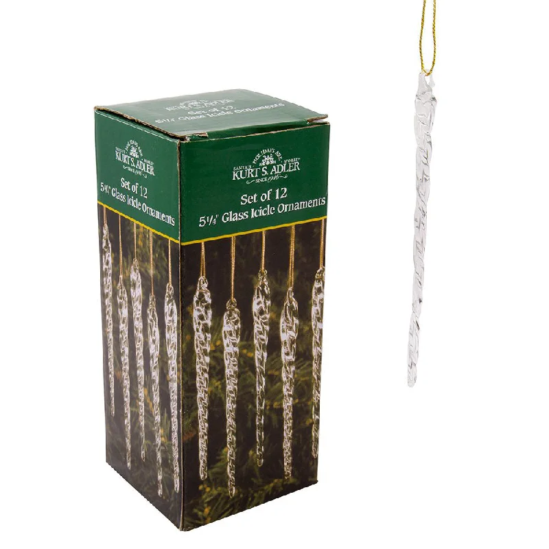 Icicle Ornaments, Boxed set of 12-Glass