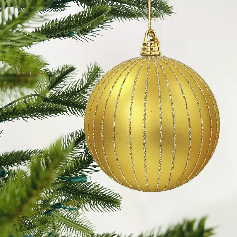 Matte Gold Ball Ornament with Champagne Glitter