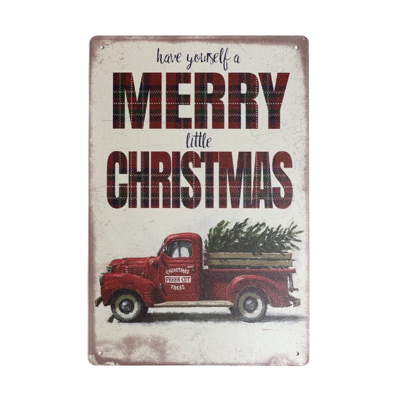 Have Yourself a Merry Little Christmas Red Truck Metal Sign 20x30cm 2030004