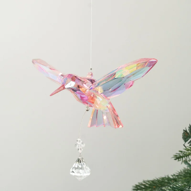 Iridescent Pink Hummingbird Ornament