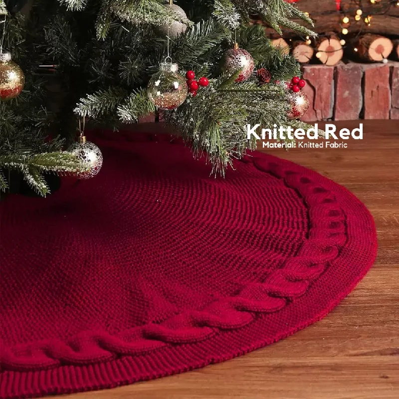 Knitted Red Christmas Tree Skirting