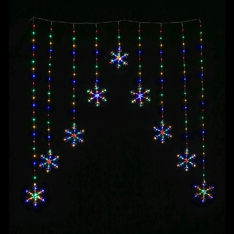 LED Multi Snowflakes Curtain (9pc)