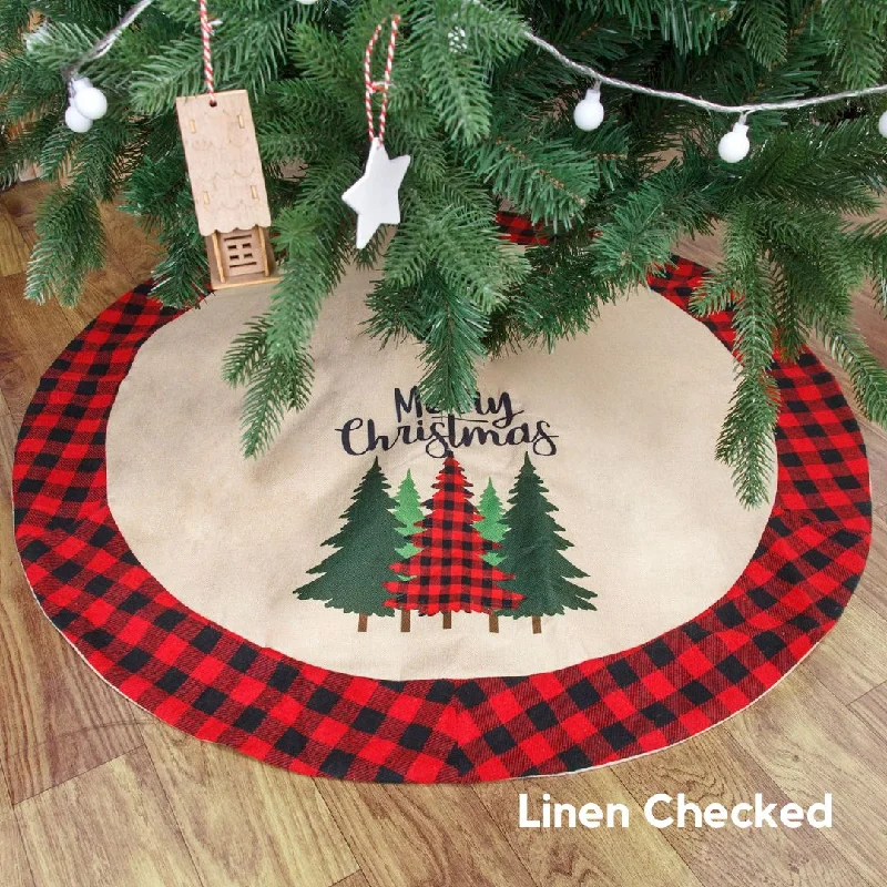 Linen Checked Christmas Tree Skirting