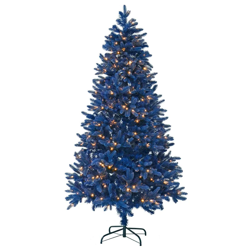 Luxury Pre Lit Navy Pencil Christmas Tree Warm White Lights