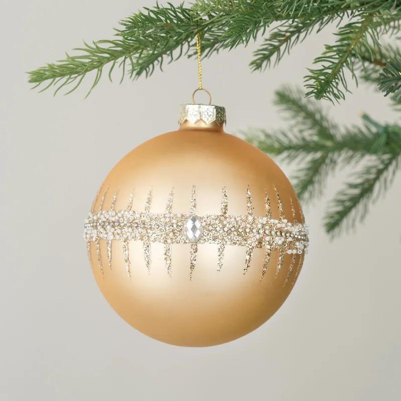 Matte Gold Ball Ornament with Glitter Center