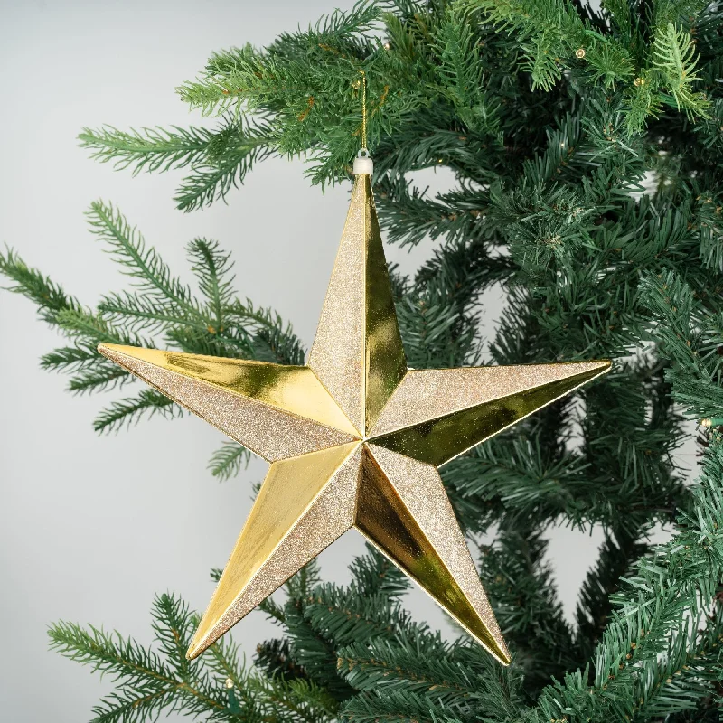 Matte Gold & Champagne Glitter Star Ornament