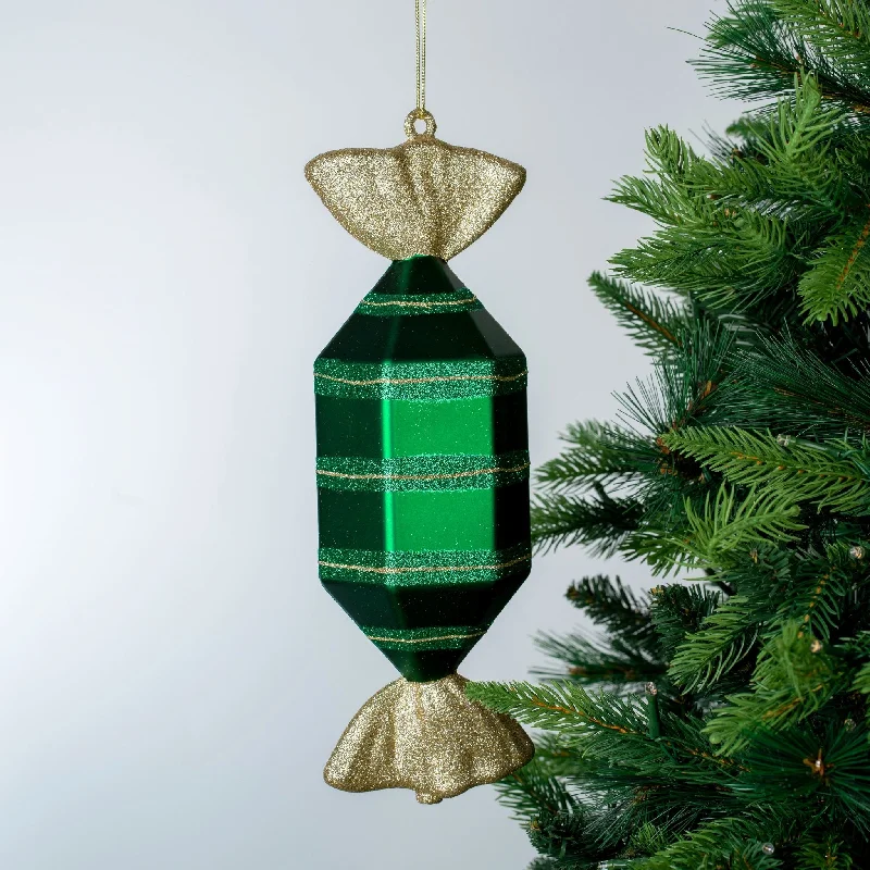 Matte Green & Champagne 12" Round Toffee Ornament