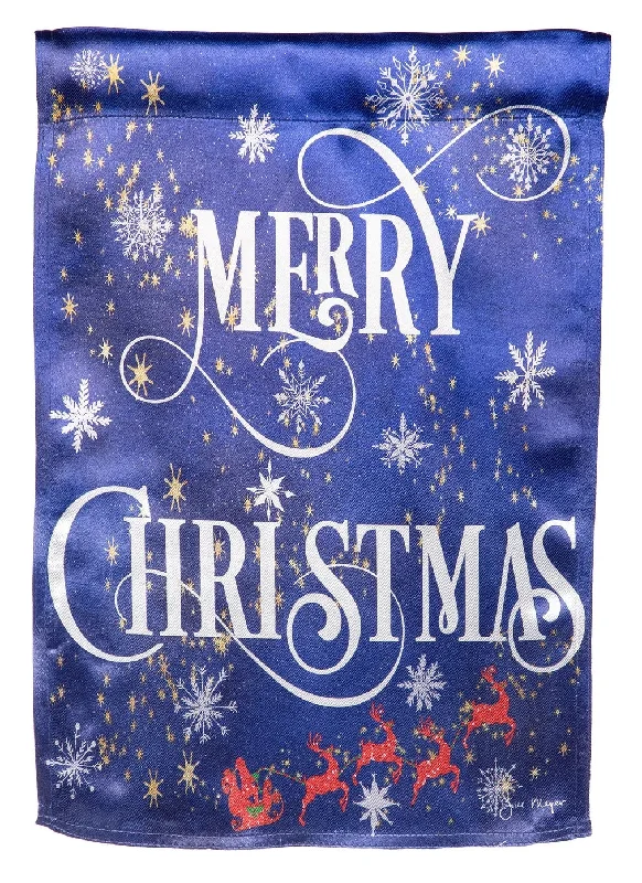 Merry Christmas Snowflake Lustre Garden Flag