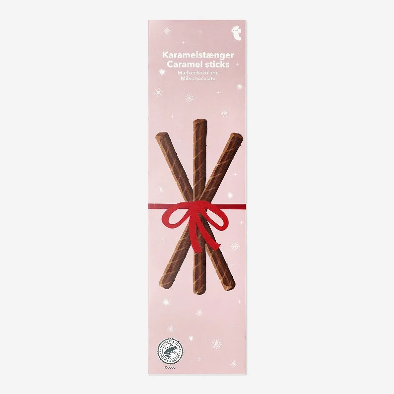 Milk chocolate sticks with caramel