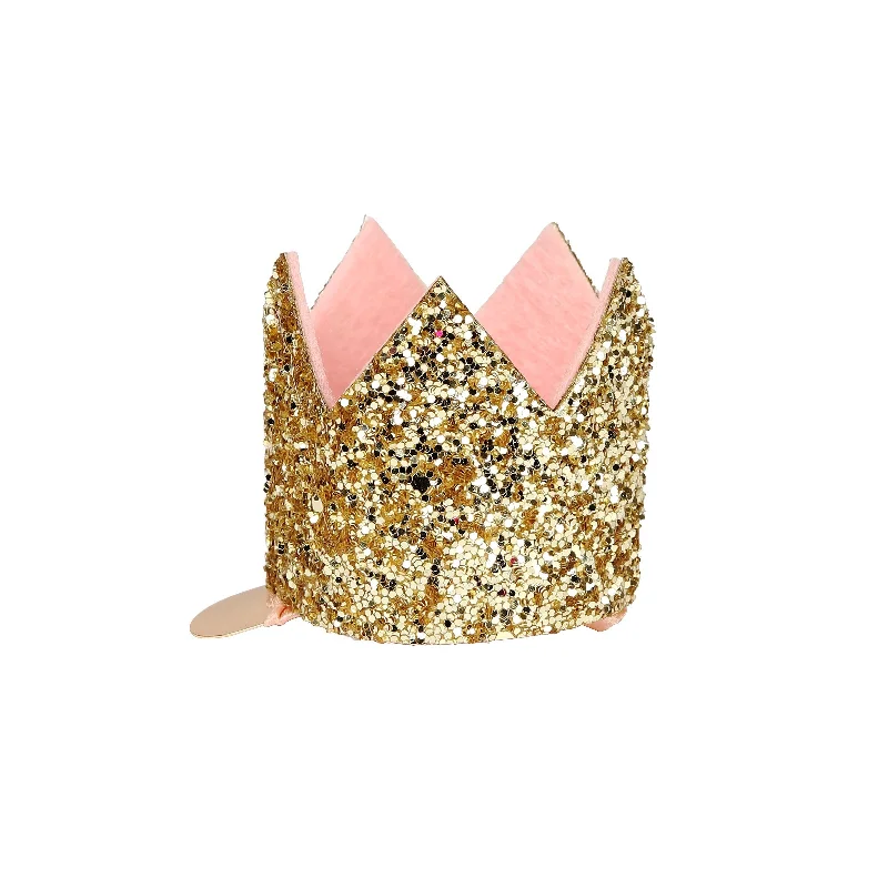 Mini Gold Glitter Crown Hair Clip