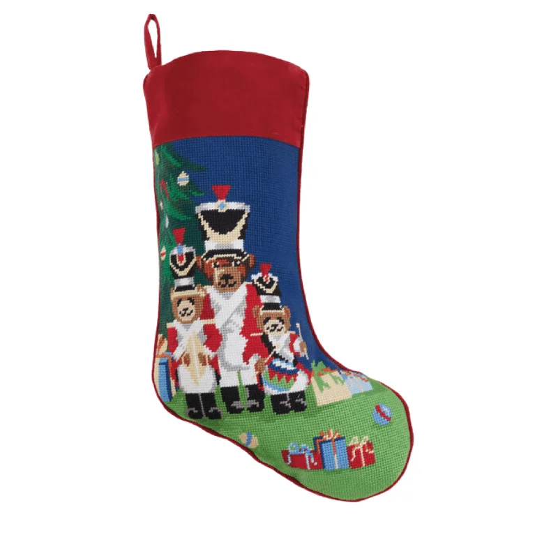 Nutcracker Soldier Bears Embroidered Christmas Stocking