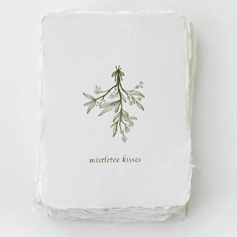 Handmade Paper "Mistletoe Kisses" Christmas Holiday Card Box Set