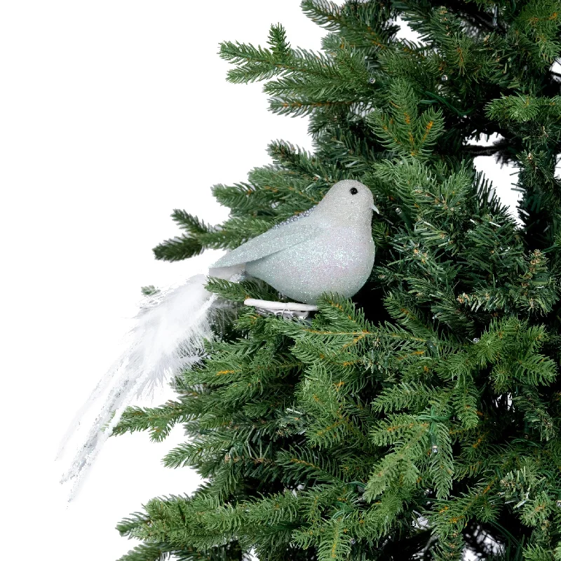 Pastel Blue Festive Fat Bird Ornament with Sequins