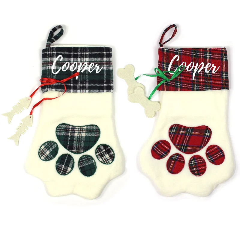 Personalised Christmas Stocking Paw 1pc