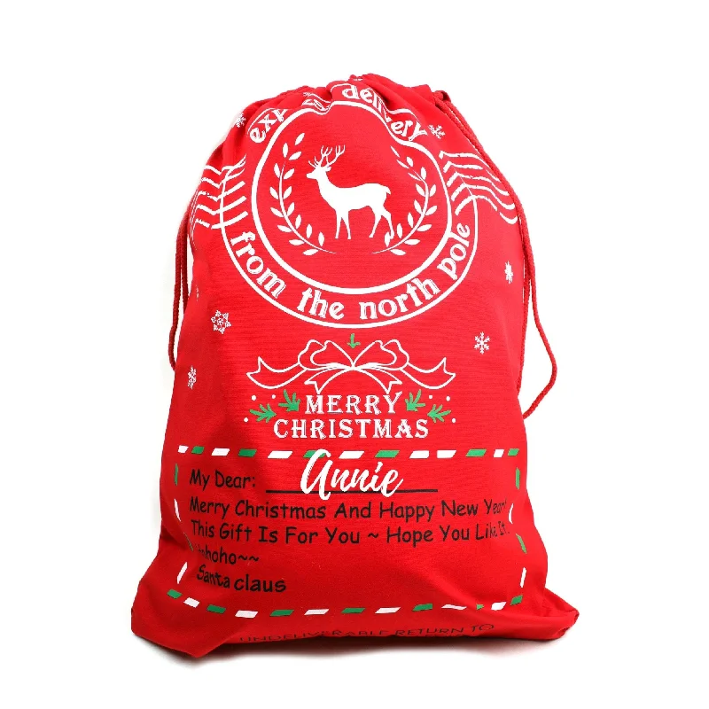 Personalised Merry Christmas Red Santa Sack SAC003