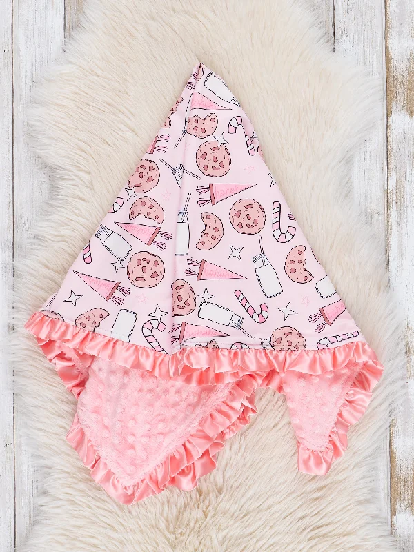 Pink Cookies & Milk Ruffle Minky Blanket